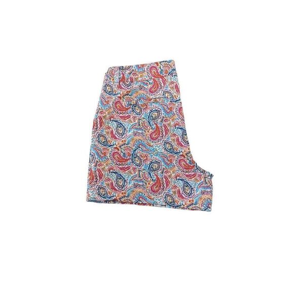 Crown & Ivy Paisley Pink Orange Blue Chino Shorts Size 12 Caroline Style Summer - Picture 8 of 8